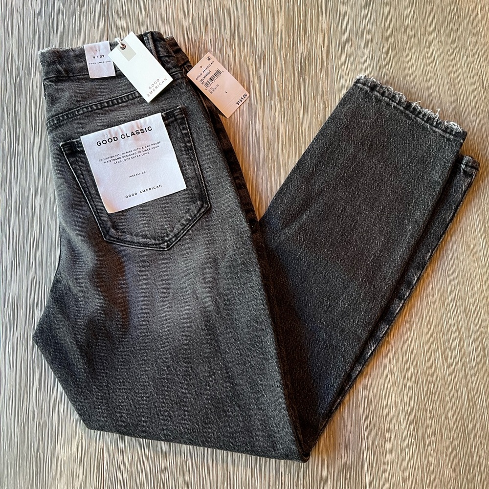 NWT Good American Good Classic Black Jeans Size 4/27